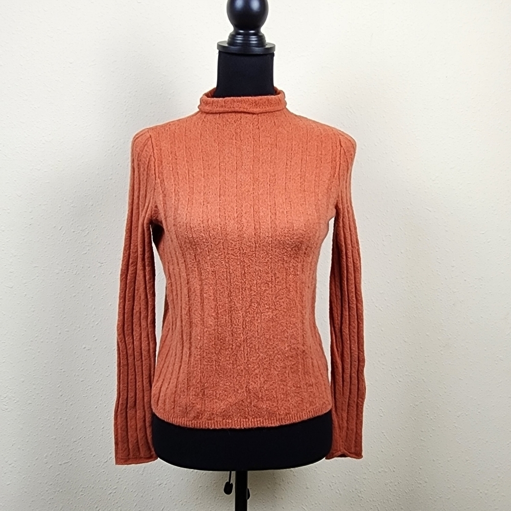 Madewell Alpaca Blend Ribbed Turtleneck Sweater Song Sleeve Salmon Color Size XS